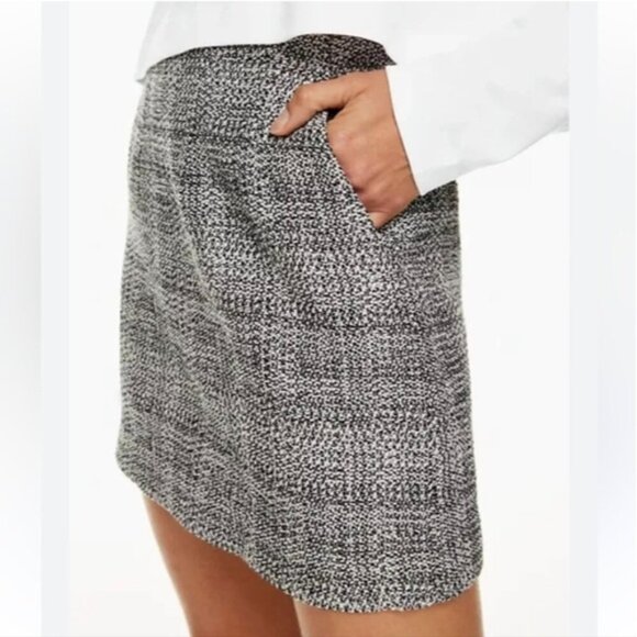 BABATON Tweed Mini Skirt Kinsley Linen Black White ARITZIA 4 - Picture 3 of 11